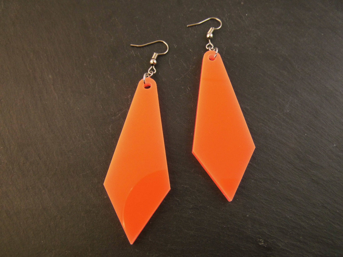 ohrringe-tropfen-vintage-80erjahre-neon-orange-silber-edelstahl
